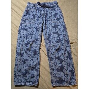 Risen Jeans Barrel Leg Unique Floral Print Size 5 Fits Like 10 Cabincore Denim